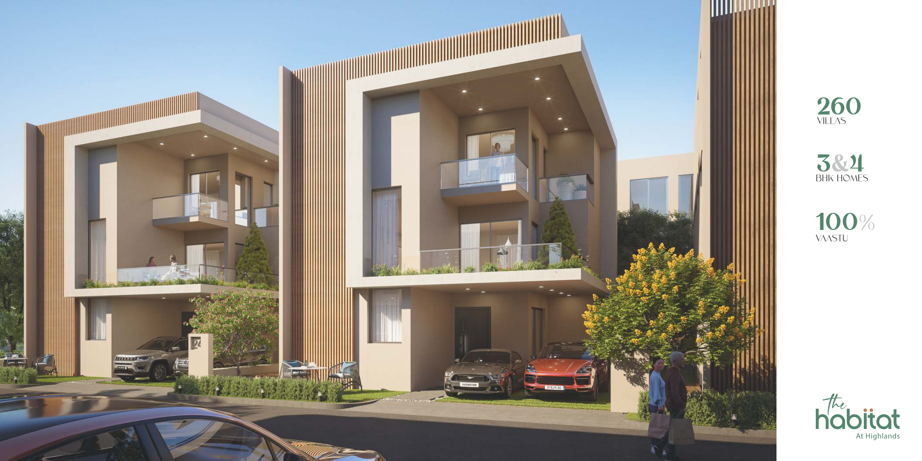 The Habitat luxury villa elevation — 3 and 4 BHK