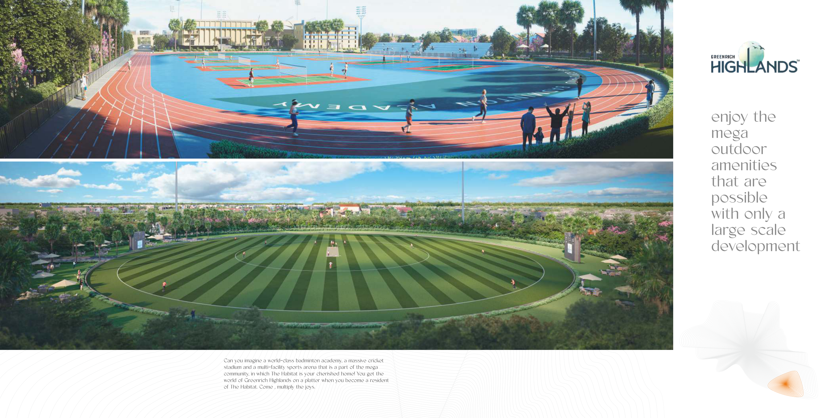 Badminton academy and cricket stadium at Greenrich Highlands